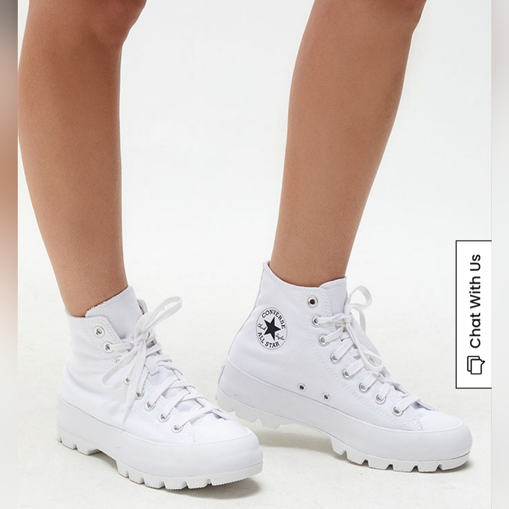 Converse White High-Top Lug-Sole Sneakers